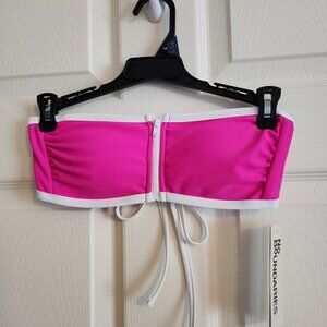 Zipper Bandeau Top XS (0-2) Pink & White By No Boundaries
